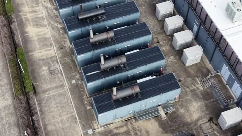 Backup power generators providing emergency electricity supply Stock Footage 340503285