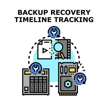 Backup recovery timeline tracking data system concept 스톡 일러스트