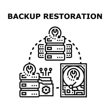 Backup restoration data recovery computing process Stock Illustration