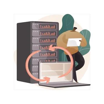 Backup server abstract concept vector illustration. Stock Illustration