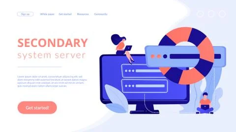 Backup server concept landing page. Stock Illustration