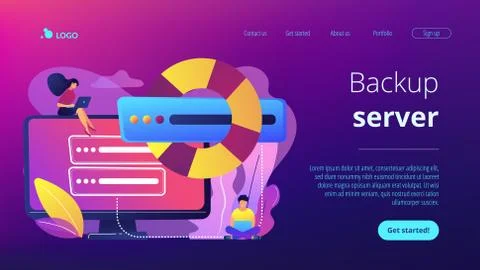 Backup server concept landing page. Stock-Illustration
