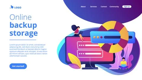 Backup server concept landing page. Stock-Illustration