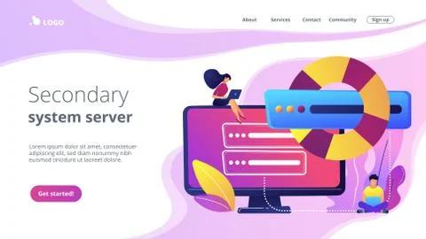 Backup server concept landing page. Stock-Illustration