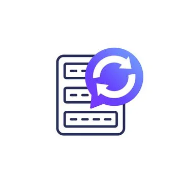 Backup server, data icon on white Illustrazione stock