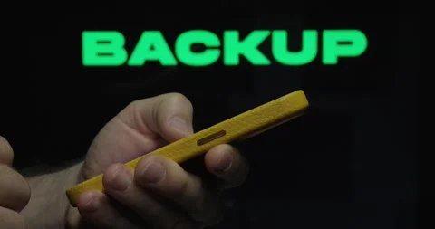 Backup on Smartphone – Data Protection and Storage Concept Stock Footage 334091959