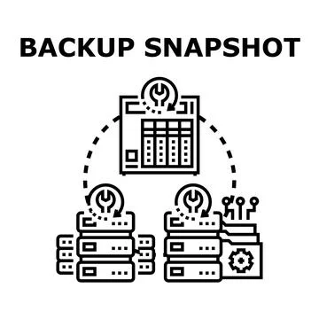 Backup snapshot data migration and replication concept Stock Illustration