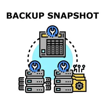 Backup snapshot data migration and replication concept Stock Illustration
