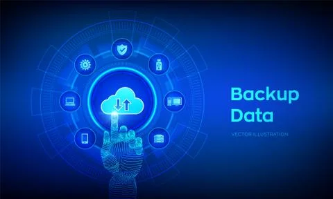 Backup Storage Data. Business data online cloud backup. Internet Technology B イラスト素材