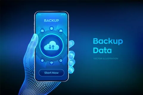 Backup Storage Data. Business data online cloud backup. Internet Technology B Illustrazione stock