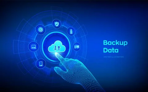 Backup Storage Data. Business data online cloud backup. Internet Technology B Stock Illustration
