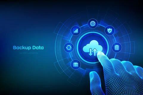 Backup Storage Data. Business data online cloud backup technology business co Stock Illustration