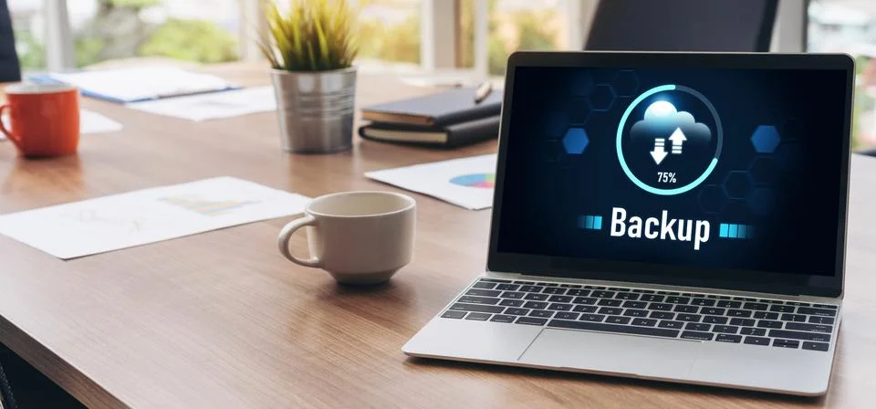 Backup Storage Data Internet Technology Business concept snugly Foto stock