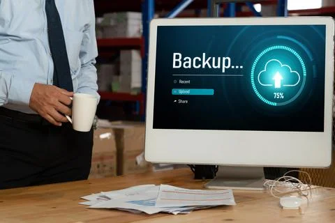 Backup Storage Data Internet Technology Business concept snugly Foto stock