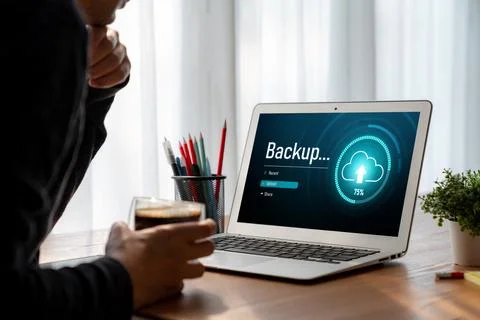 Backup Storage Data Internet Technology Business concept snugly Foto stock