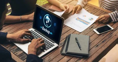 Backup Storage Data Internet Technology Business concept snugly Foto stock