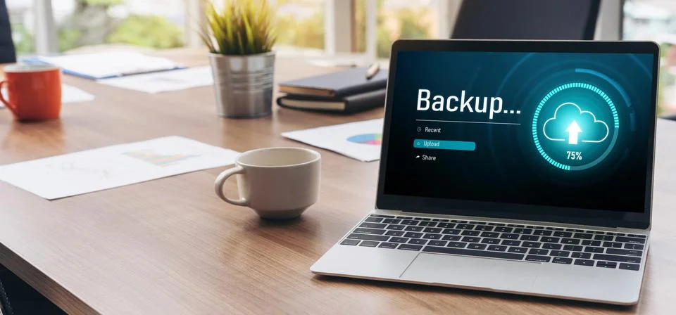 Backup Storage Data Internet Technology Business concept snugly Foto stock