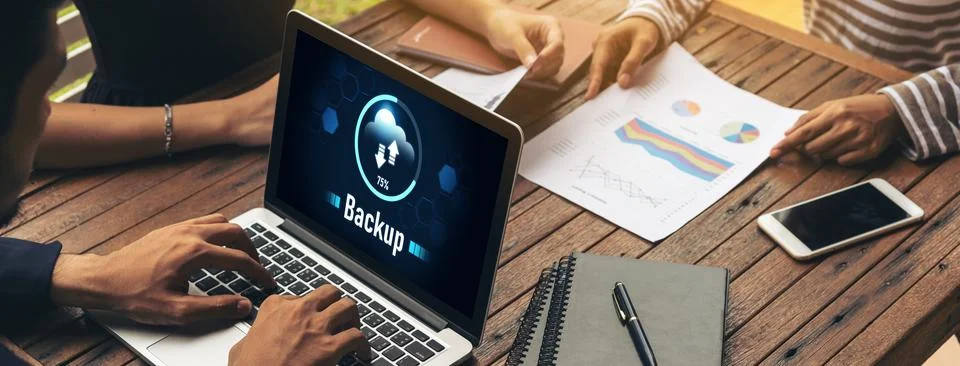 Backup Storage Data Internet Technology Business concept snugly Foto stock