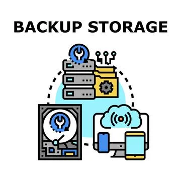 Backup storage system protecting digital data computing files Stock Illustration