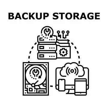 Backup storage system protecting digital data computing files Stock Illustration