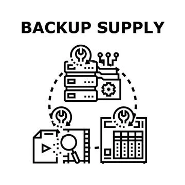 Backup supply creating data recovery and storage system Stock Illustration