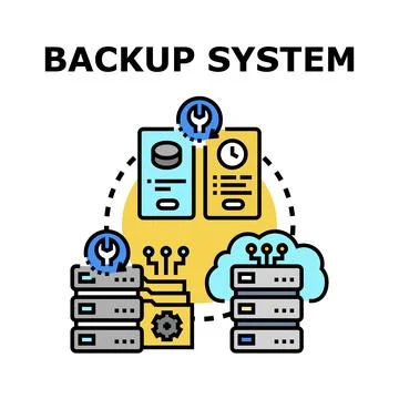 Backup system creating secure data storage solution Stock Illustration