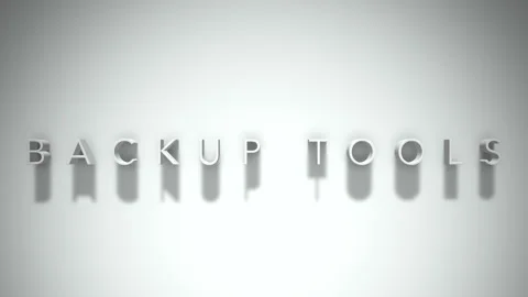 Backup tools 3D title animation white text on a white background Stock Footage 299369403