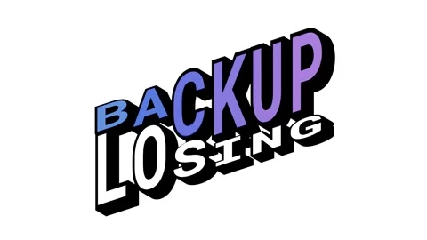 BACKUP vs LOSING, 3D Text Animation in Isometric View with Opposite Word Motion Stock Footage 314263272