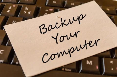 Backup your computer text concept Stock Photos