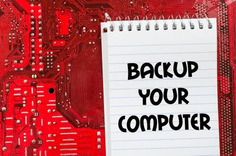 Backup your computer text concept Stock Photos