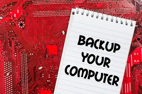 Backup your computer text concept Stock Photos