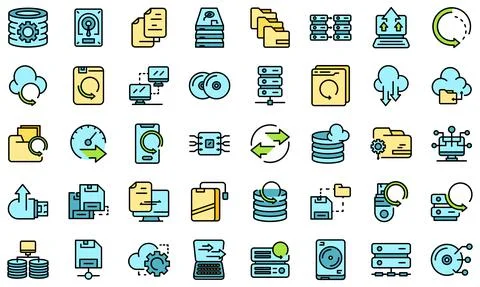 Backups icons set vector flat Stock Illustration