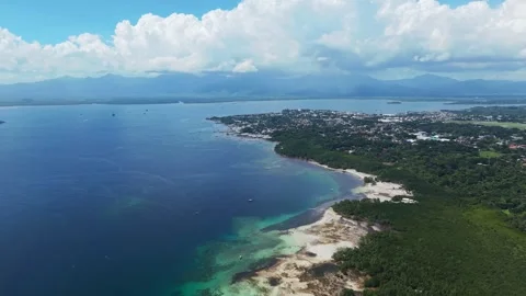 Backward Aerial Over Reef Flats and Mangroves at Bankao-Bankao Vídeo Stock 332693178