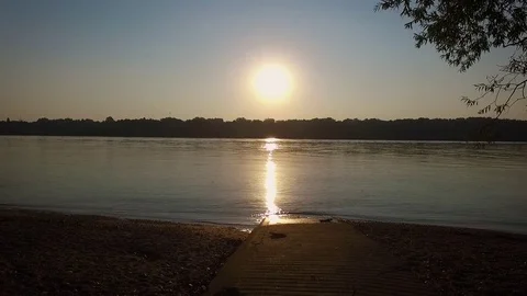 Backward aerial view over the riverside Stock Footage 70758828