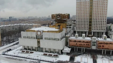 Backward ascending flight over Russian Academy of Sciences Stock Footage 323869790