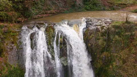 Backward Camera Movement Revealing a Full Waterfall View Stock-Footage 348031502