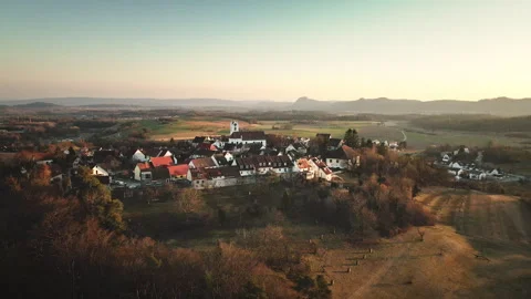 Backward Drone Pullback From Aach Village With Mountain Panorama 4K Vídeos de archivo 328291640