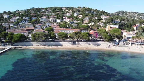 Backward Drone Shot From San Peire Beach, Les Issambres 스톡 동영상 336946771
