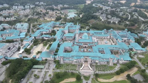 Backward Drone View of blue roof International University at Gombak Selangor Stock Footage 147322191
