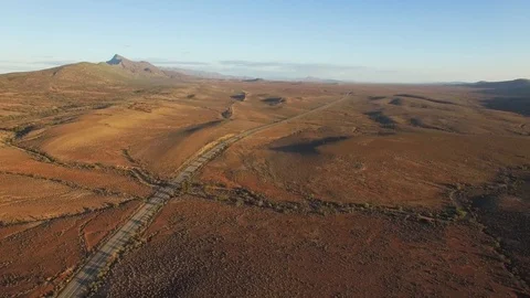 Backward flight along The Outback Highway in Flinders Ranges, South Australia Stock Footage 93282412
