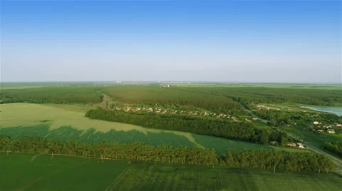 Backward Flying Over Green Fields 스톡 동영상 51445644