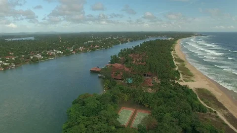 Backward Flyover Land Spit - 2K 25fps 21secs Video stock 122797268