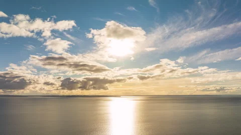 Backward Hyperlapse Reveals a Golden Lake at Sunset Stock Footage 346645715