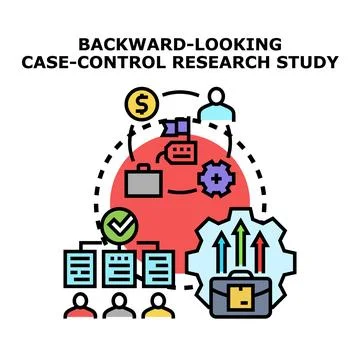Backward looking case control research study concept Stock Illustration