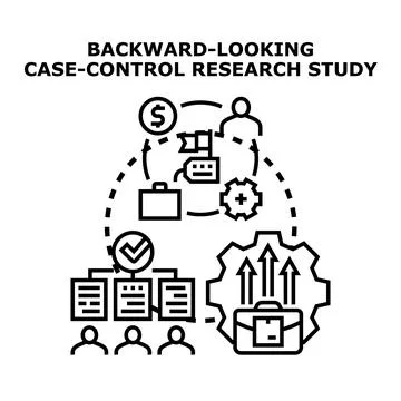 Backward looking case control research study concept Stock Illustration