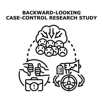 Backward looking case control research study concept Stock Illustration
