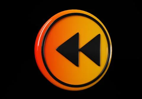 Backward media button. buttons. Shiny icon with yellow frame and with reflect Stock Illustration