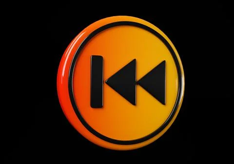 Backward media button. buttons. Shiny icon with yellow frame and with reflect Stock Illustration