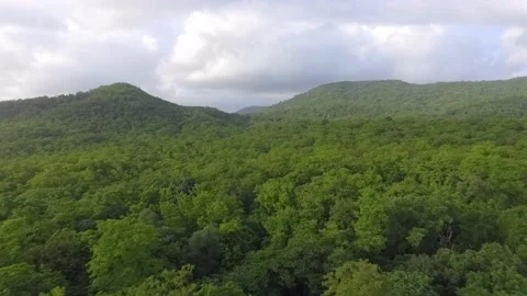 Backward moving drone shot of the Western Ghats Stock Footage