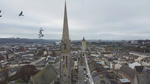 Backward pan over bell tower in England Video stock 122216593